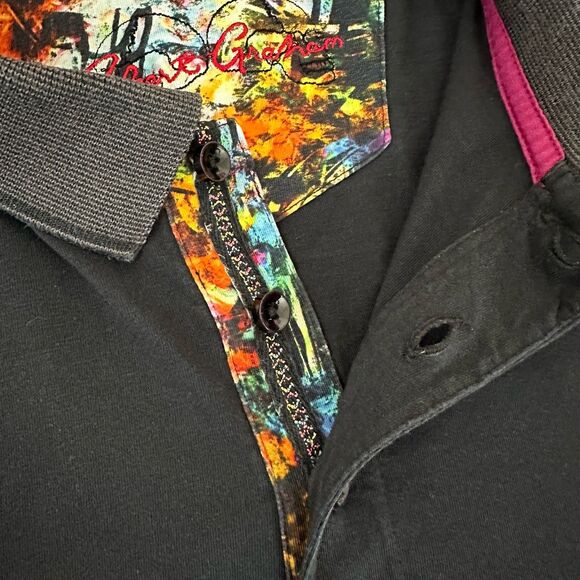 Robert Graham Shirt Size LARGE Polo Skull Rose Golf Preppy Mens - Picture 3 of 7